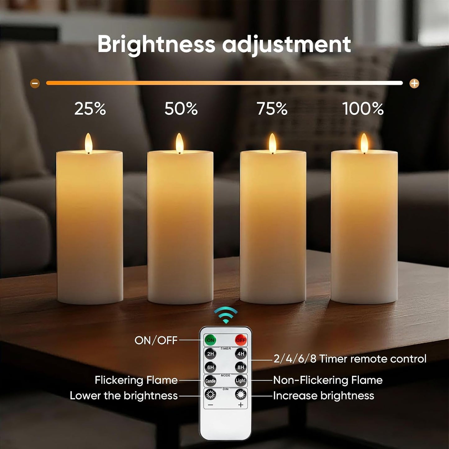 4"x10" Large Outdoor Flameless Candles, Waterproof Battery Operated LED Pillar Candles with Remote & Timer for Patio Porch Lanterns, Set of 2, White