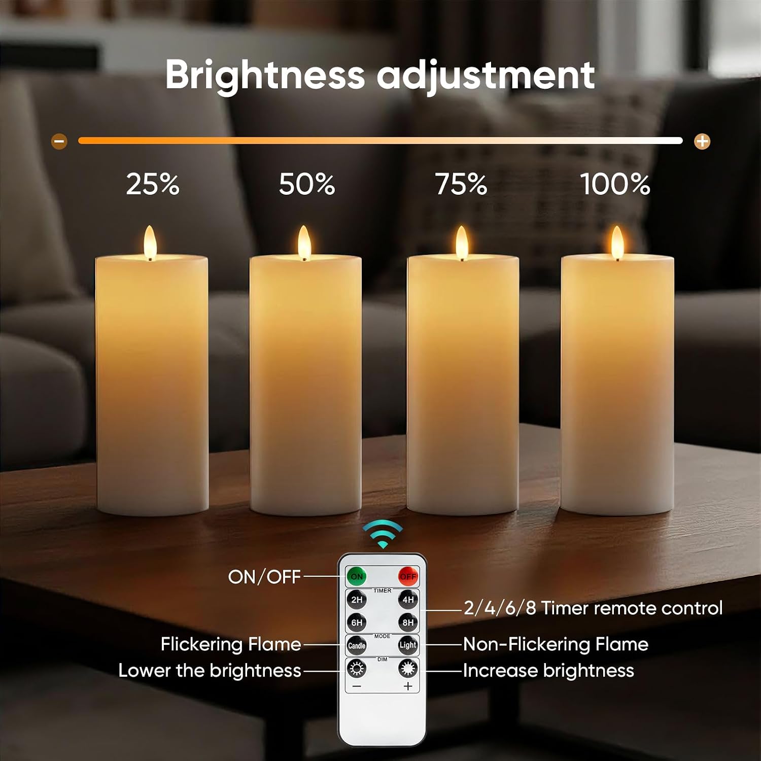 4"x10" Large Outdoor Flameless Candles, Waterproof Battery Operated LED Pillar Candles with Remote & Timer for Patio Porch Lanterns, Set of 2, White