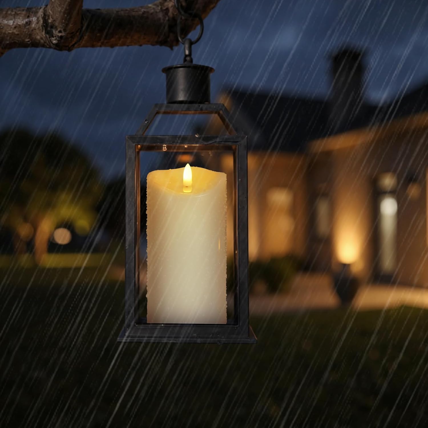 Outdoor Flameless Candles with Remote Timer - Waterproof Realistic Flickering LED Pillar Electric Battery Operated Fake Candle for Home Patio Wedding Fireplace Decor - Ivory 3 Pack (D3”H4”6”8”)