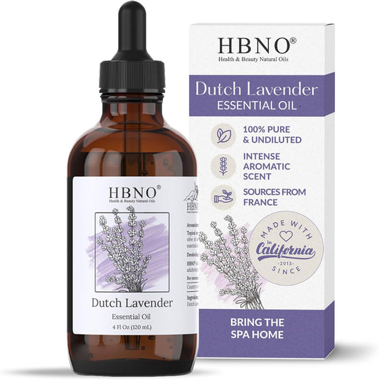 HBNO California Bottled Dutch Lavender Essential Oil 4 fl oz (120ml) - Natural Lavender Oil for Skin