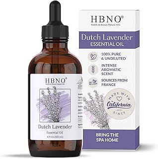 HBNO California Bottled Dutch Lavender Essential Oil 4 fl oz (120ml) - Natural Lavender Oil for Skin, Perfect for Cleaning, Aromatherapy, DIY & Diffuser