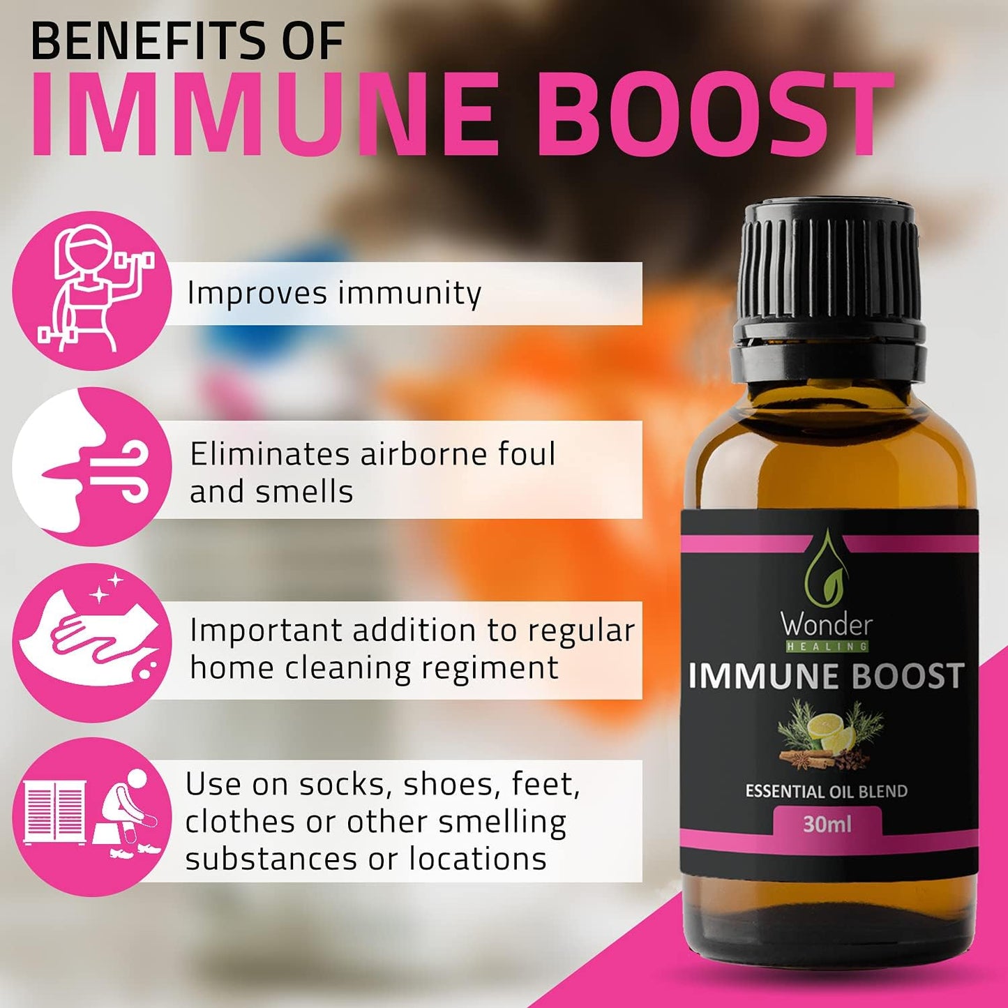 Immune Boost (comparable to Thieves Oil) 100% Natural Essential Oil Blend Clove, Cinnamon, Lemon, Rosemary & Eucalyptus, (30 ml)