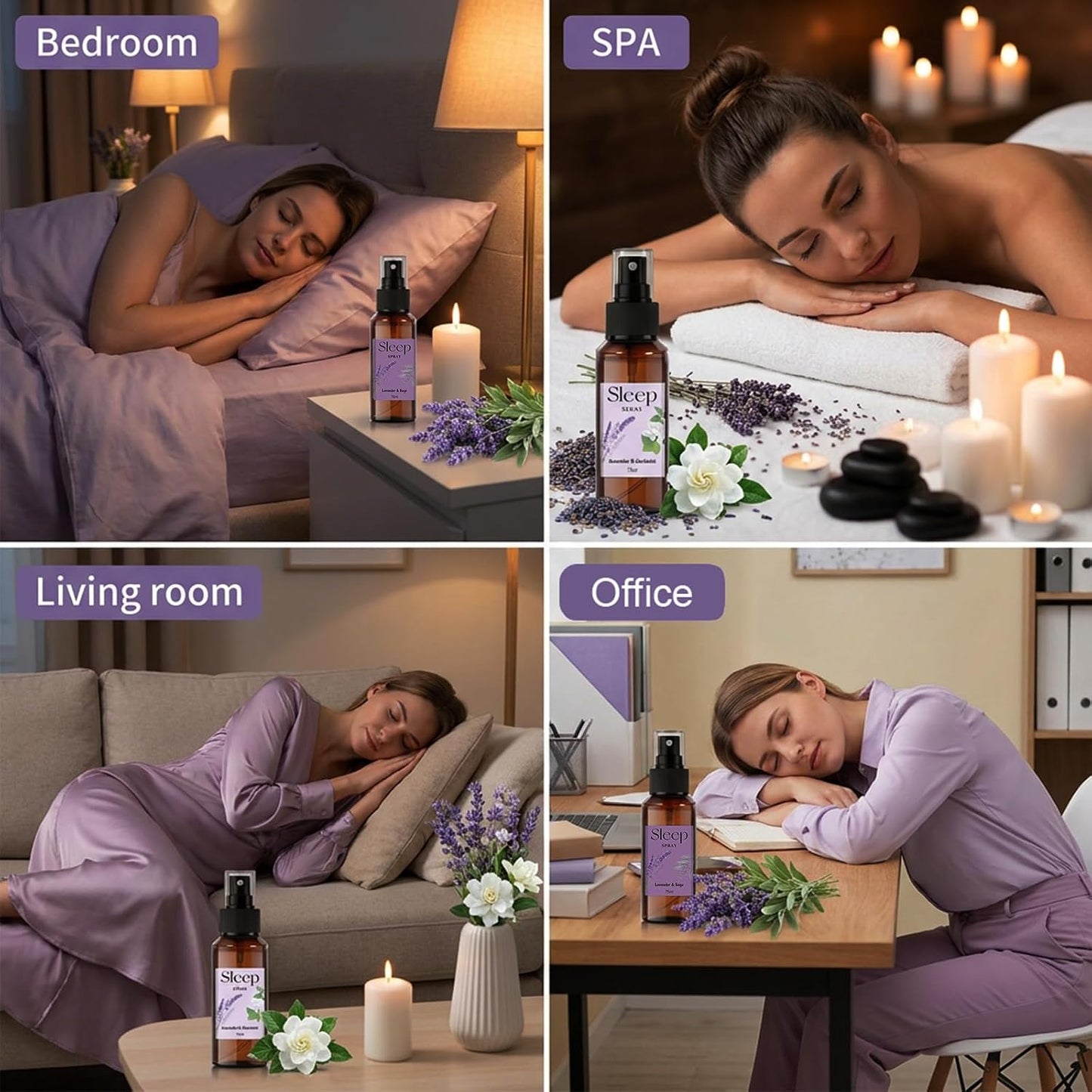 STRN Room Spray with Lavender Essential Oil for Sleep, Sleep Spray, Pillow Spray, 2 Scents - Lavender & Gardenia, Sage, Sweet Dream Fragrance Mist, 75 ML x 2 Bottles