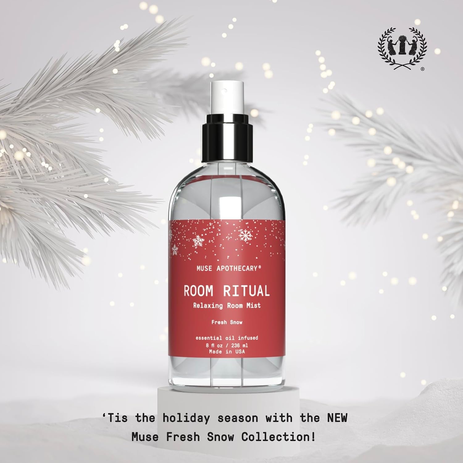 Muse Apothecary Room Ritual - Room Spray, Aromatic and Relaxing Room Mist, Air Freshener Spray, Infused with Natural Aromatherapy Essential Oils - 8 oz, Fresh Snow