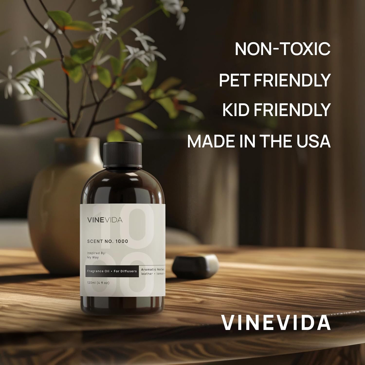 VINEVIDA Fresh Linen Fragrance Oil for Cold Air Diffusers - 4 Fl Oz - Essential Oils for Diffuser Oil Refill & Air Freshener Room Spray