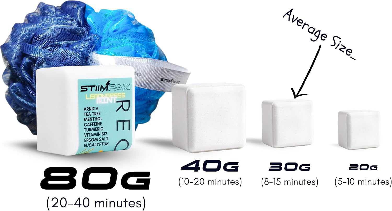 Shower Steamers for Sinus Relief | Recovery | XXL 80g Cold & Flu, Allergies, Post-Workout | Eucalyptus, Tea Tree, Turmeric, Arnica, Caffeine, Menthol | Extra Strength Aromatherapy | STiiMPAK (8 Pack)