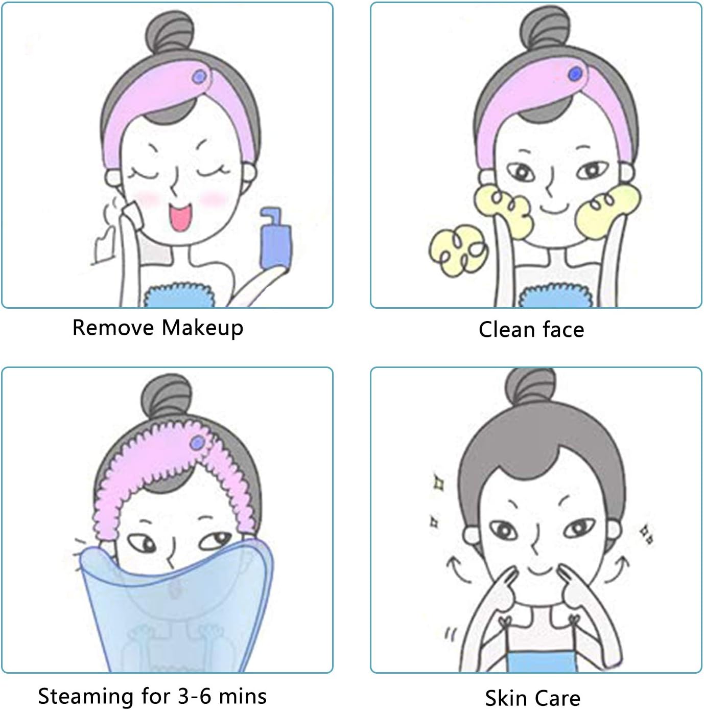 Face Steamer for Facial Deep Cleaning, Facial Steamer for Women, 2 Modes Nano Ionic Facial Steamer for Unclogs Pores, Hydrating, Blue(Include Blackhead Remover Kit, Brush, Headband)