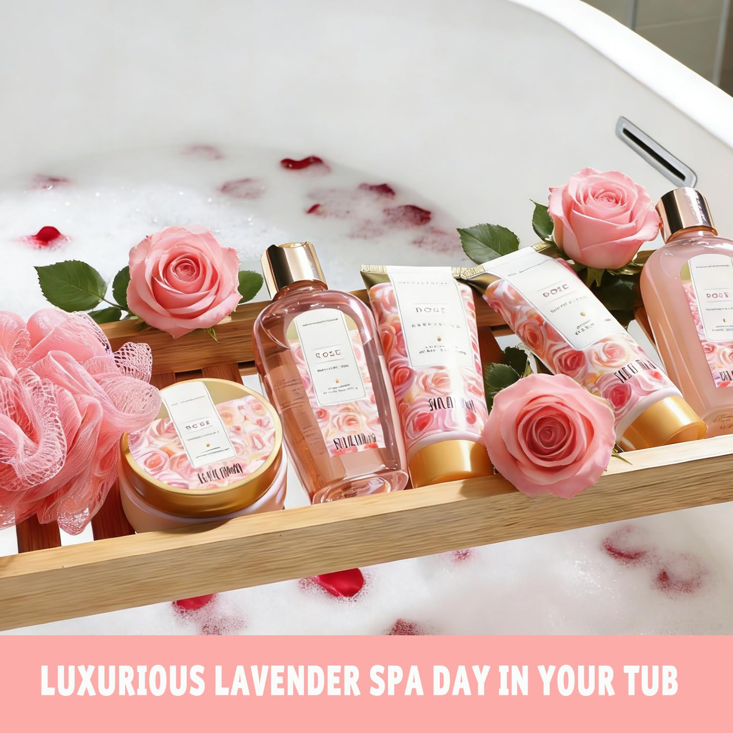 spa luxetique Spa Gift Baskets for Women - 10PCS Rose Bath Sets for Her Birthday,Mother's Day Gifts for Women,Mother,Wife,Girlfriend