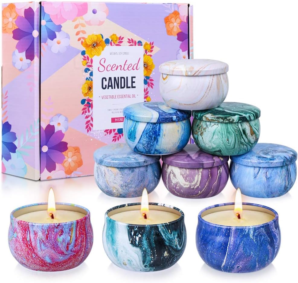 Scented Candles Gifts Set for Women, 9 Pack Aromatherapy Candles Pack Soy Wax with Essential Oil Include Lavender, Jasmine and Vanilla for Bridesmaid, Birthday, Valentine's, Mother's Day, Bath, Yoga