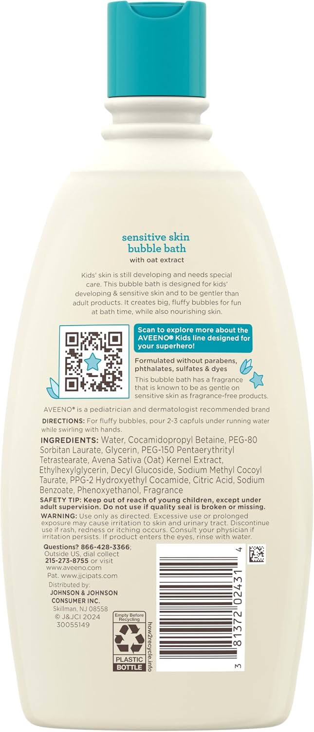 Aveeno Kids Bubble Bath Sensitive Skin 19.2 Ounce