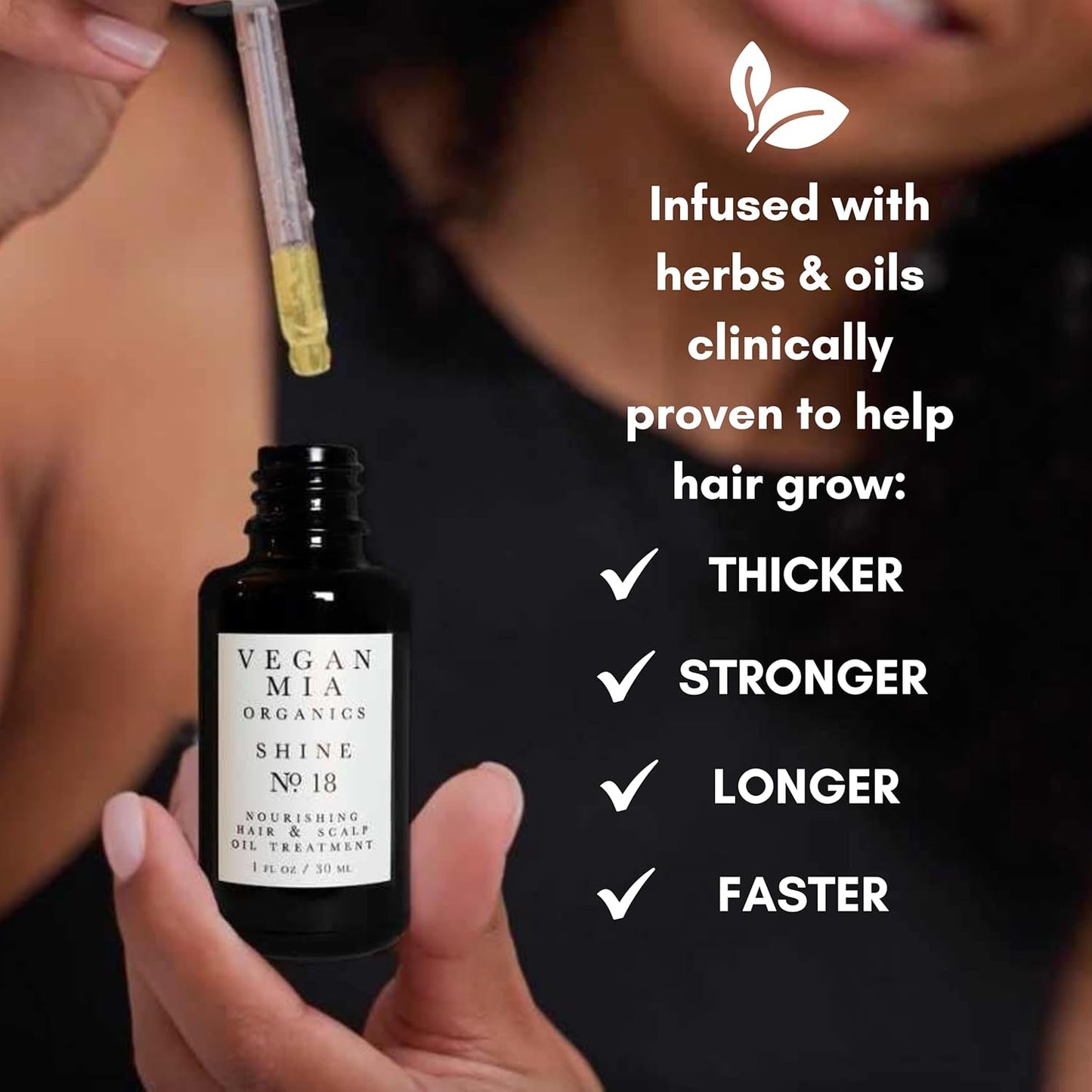 Vegan Mia USDA Organic Rosemary Oil for Hair Growth with Castor Oil & More - Scalp Oil Treatment & Intense Nourishment to Get Healthier, Thicker & Shiny Hair Naturally, 1 fl oz Bottle