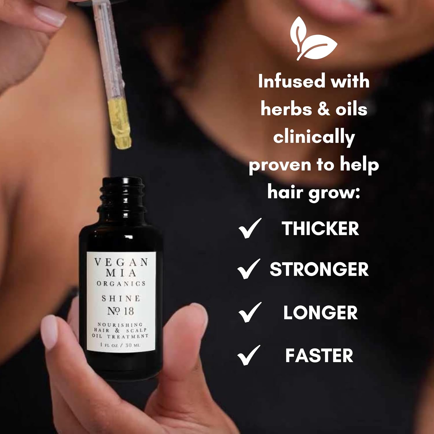 Vegan Mia USDA Organic Rosemary Oil for Hair Growth with Castor Oil & More - Scalp Oil Treatment & Intense Nourishment to Get Healthier, Thicker & Shiny Hair Naturally, 1 fl oz Bottle