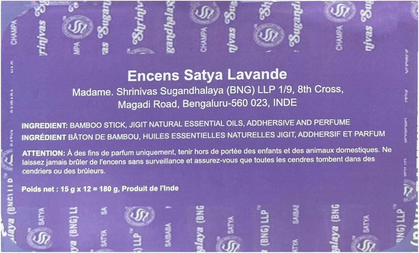 Satya Nag Champa Lavender Incense Sticks, 12 Count