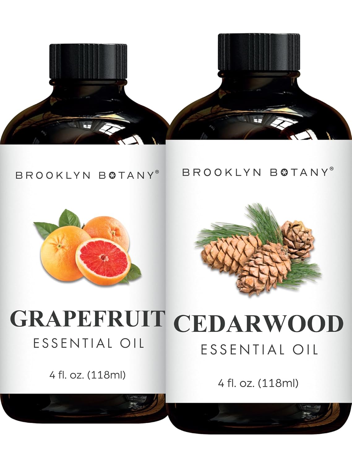 Brooklyn Botany Grapefruit & Cedarwood Essential Oils – 4 Fl Oz (Pack of 2) – 100% Pure & Natural – Refreshing & Grounding Aromatherapy Blend