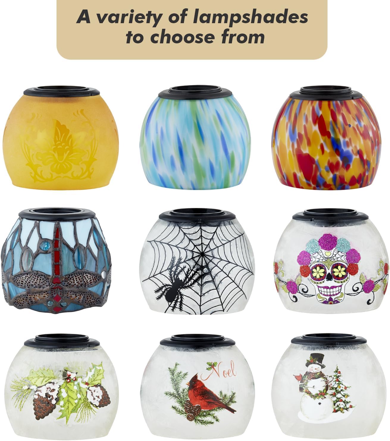 Dragonfly Tiffany-Style Candle Warmer Lamp with 2 Bulbs - Handcrafted Stained Glass, Height-Adjustable Timer & 4 Dimmer Levels, No Assembly Required, Fits Jars up to 5"