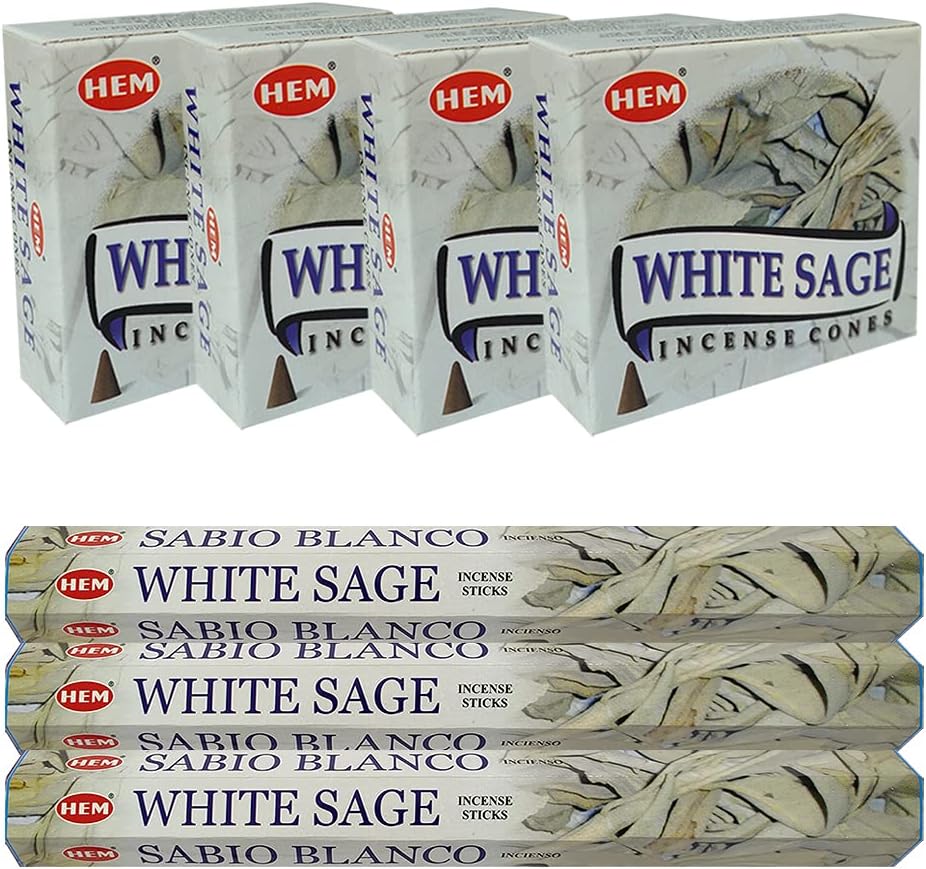 White Sage Incense Sticks and Cone Incense Holder Variety Pack Bundle insence insense insienso