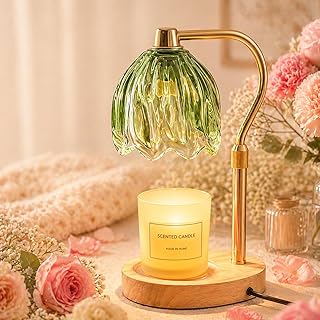 Candle Warmer Lamp with Timer Dimmable Green Candle Lamp Warmer with 2 Bulbs Adjustable Height Birthday Gifts for Women Mothers's Day Gifts House Warming for New Home Decor