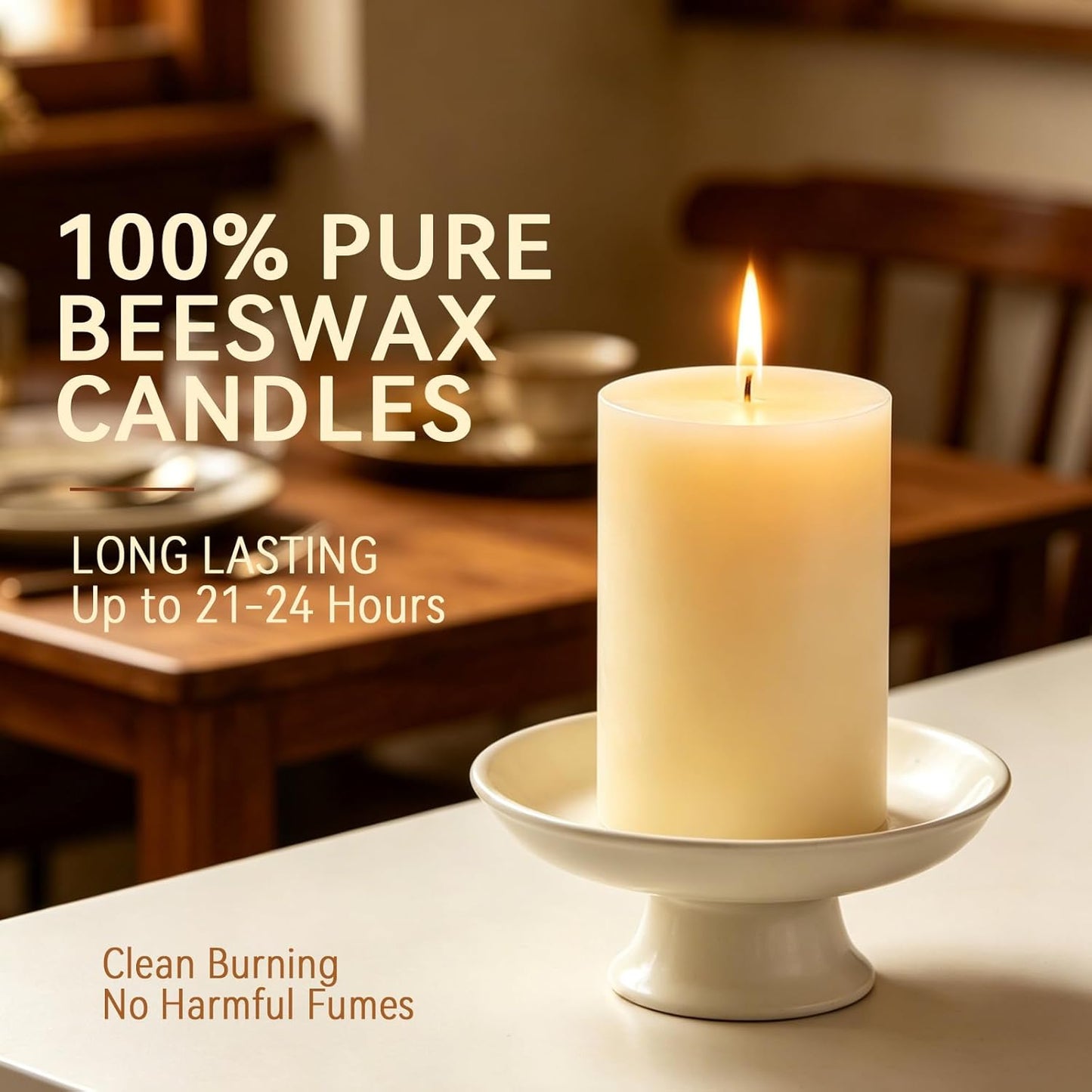 DEYBBY 4 Pack Cream White Beeswax Pillar Candles Set, 2 x 3 inch Pure Organic Beeswax Candle with Natural Scent for Home Wedding Decoration Blackout Emergency Bath Relaxation