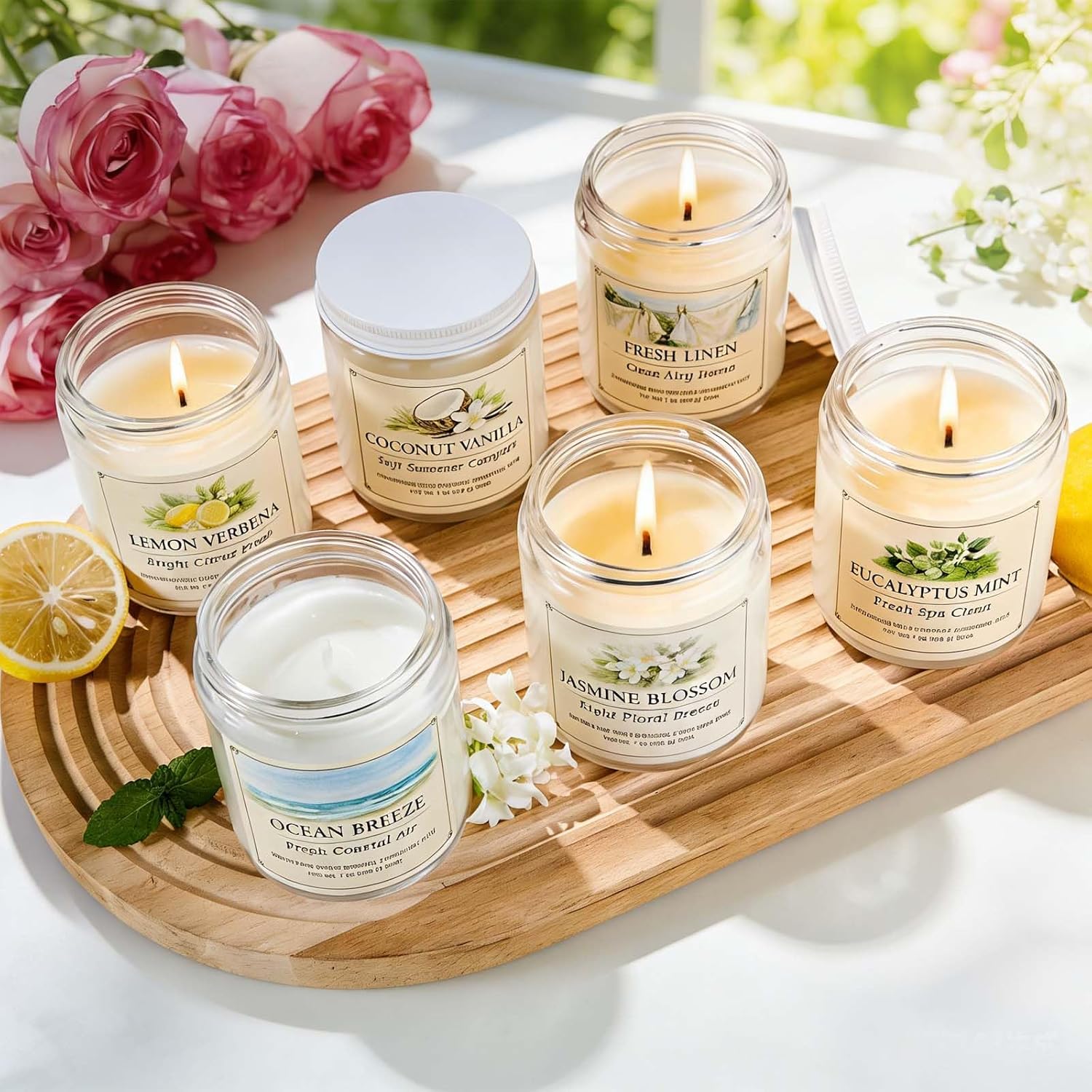 YINUO LIGHT 6 Pack Scented Candles Gift Set, 42 oz Soy Wax Glass Jar Candles for Home, Up to 300 Hour Burn, Aromatherapy Candle Set, Birthday Housewarming Gifts for Women Mom