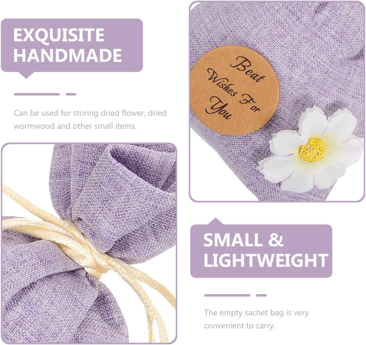 DECHOUS Empty Sachet Bags 10 Pack Small Drawstring Sachet Pouches 6.22X4.13 Inch Cotton Refillable Bags for Jewelry Spice Storage and Home Fragrance