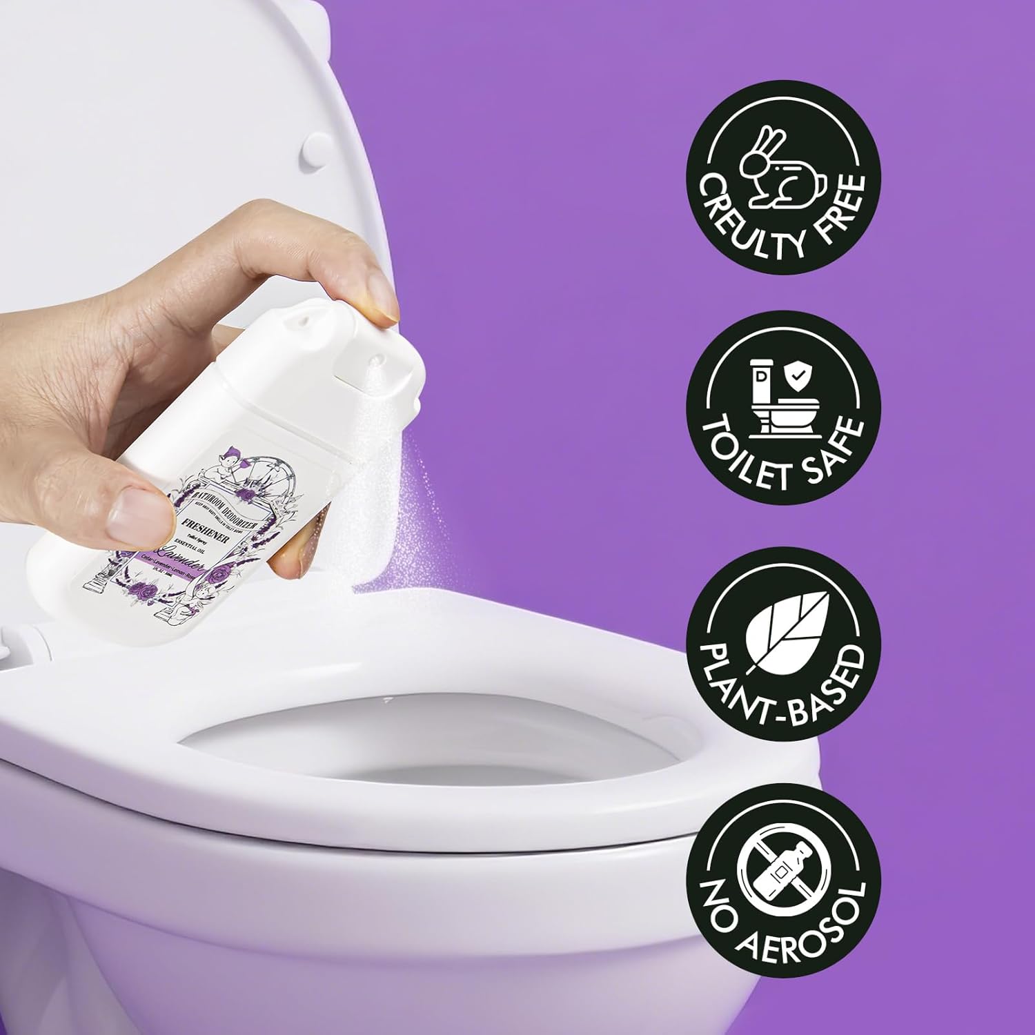 Travel Size Toilet Spray, Air Freshener Spray for Bathroom Deodorizer, Travel Essentials Variety with Removable Hook - Lemon Lavender Eucalyptus Scent