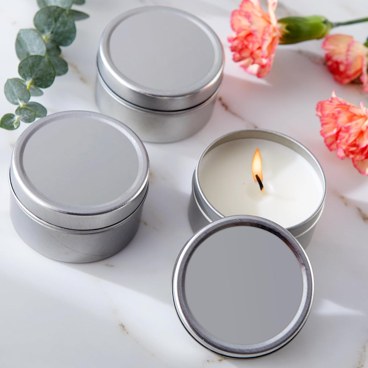 Kate Aspen Travel Size Vanilla Scented Candle Tins with Lids (Set of 12)