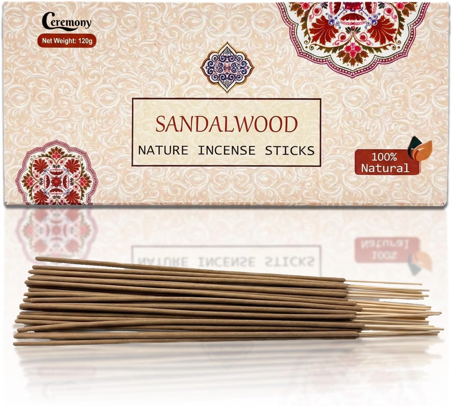 Sandalwood Incense Stick 120 Sticks,Charcoal Free, All Natural, Non Toxic, Meditation & Stress Relief120g Full Sized