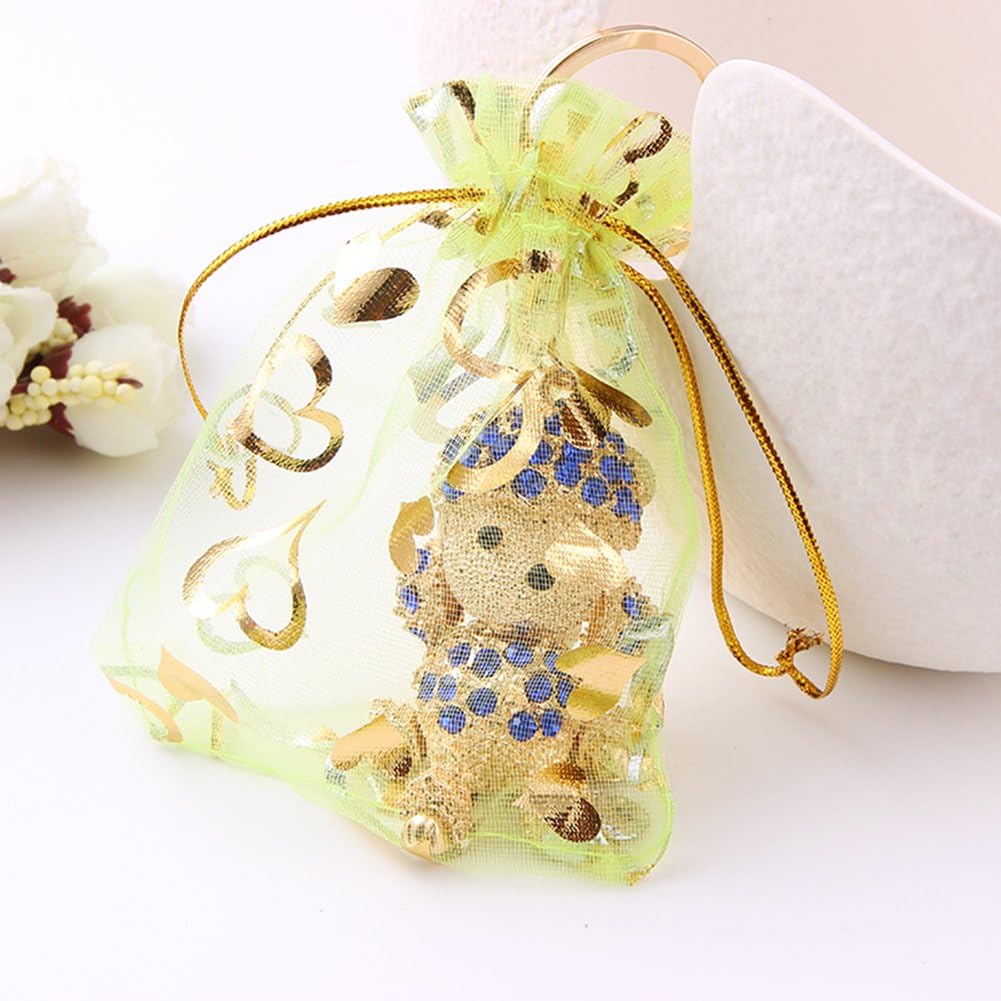 Wudygirl 100 PCS Organza Bags 3.54X4.72 inches Small Jewelry Bags with Drawstring Wedding Christmas Party Lavender Sachets Soaps Marbles Coins Bag (Mix Heart)