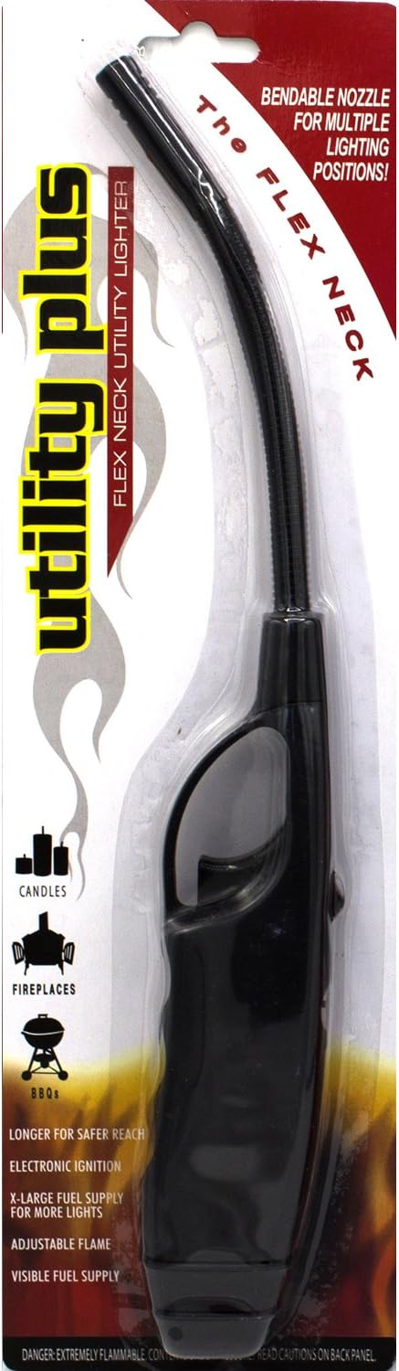 Flexible Neck Multi Purpose Long Neck Lighters, Ideal for Candle Lantern BBQ Grilling Fireplace Campfires Hiking, Utility Lighters, Bulk Pack of 12