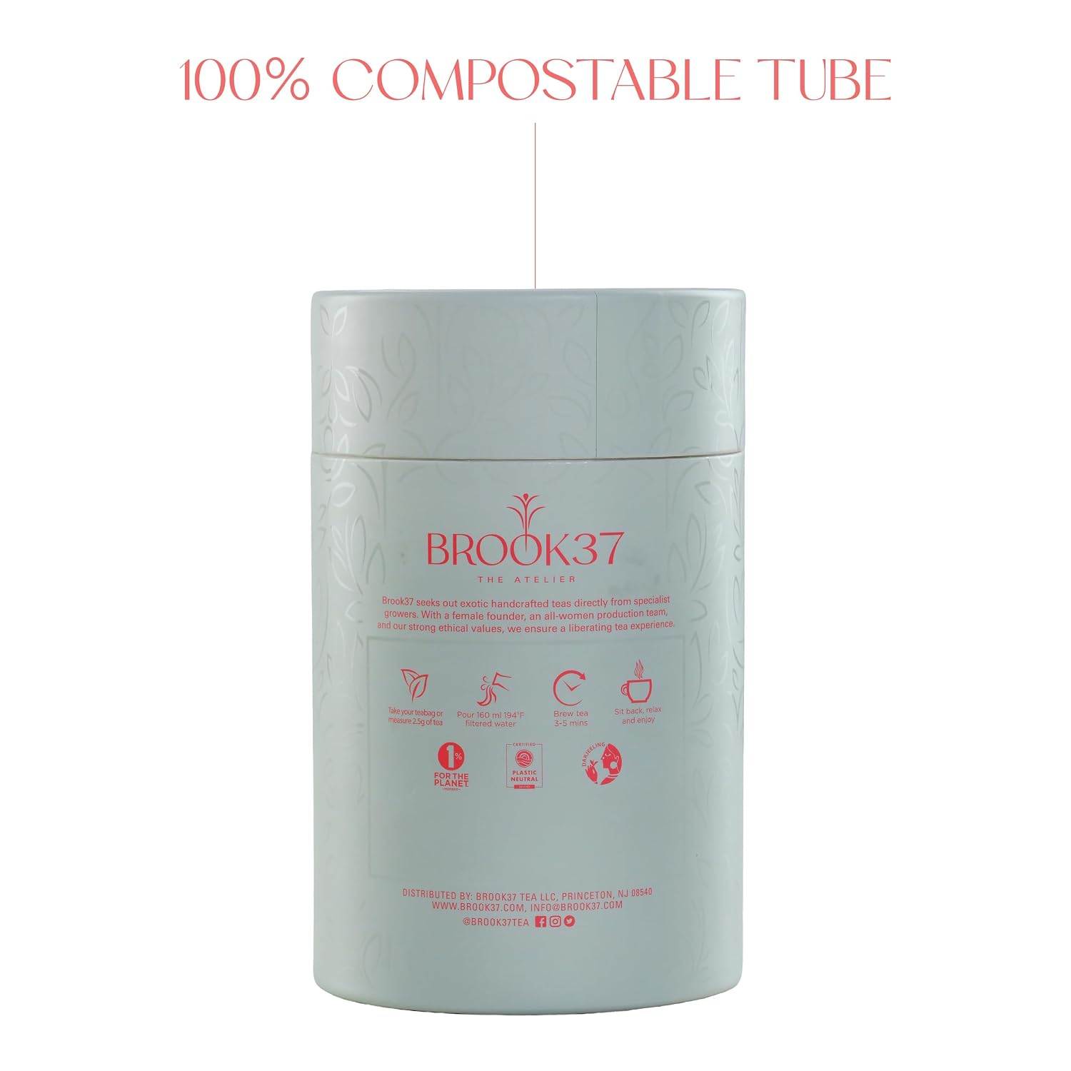 Brook37 Chamomile Mint Herbal Tea - Caffeine Free, Herbal Wellness Tea with Chamomile, Lavender, Rose and Spearmint - Plant-Based Pyramid Sachets, Floral Mint Blend, Gourmet Gift for Tea Lovers
