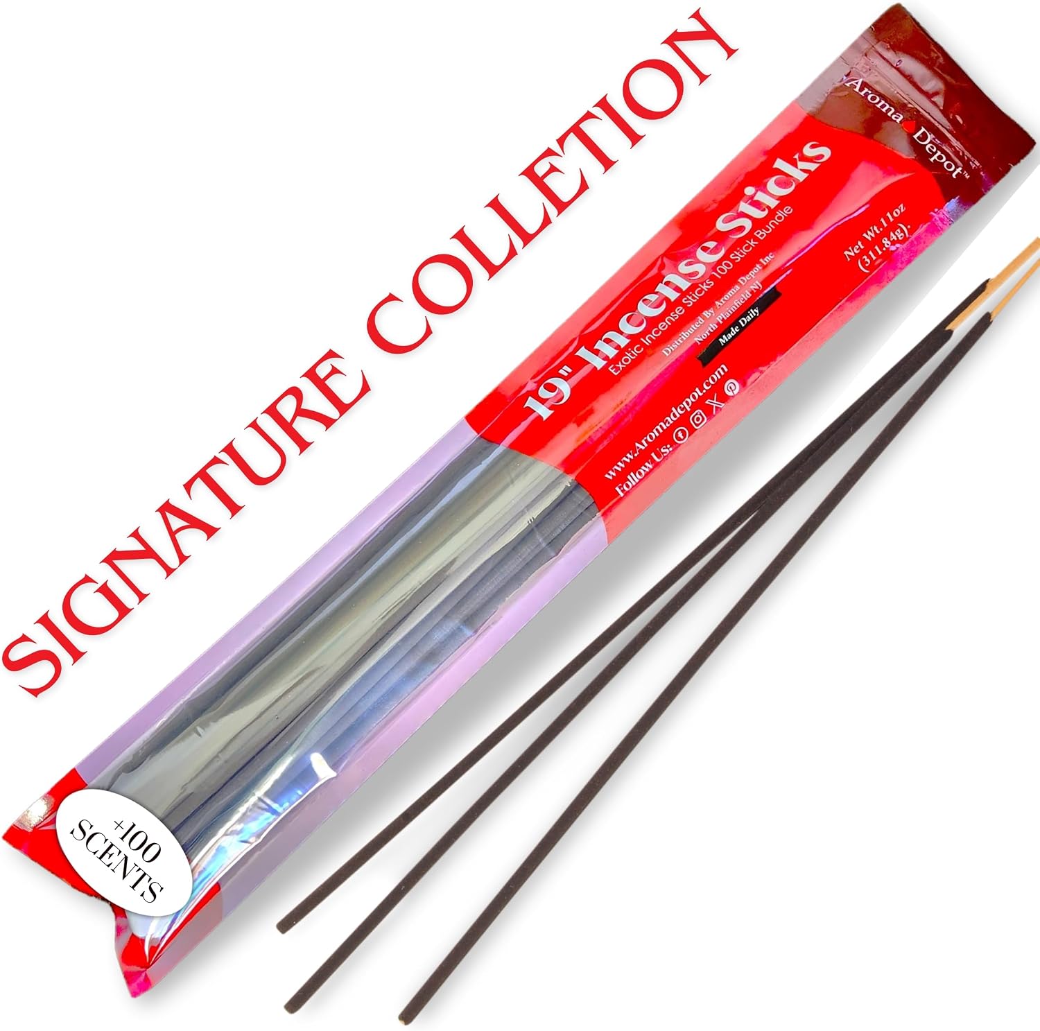 Aroma Depot Lavender 19'' Incense Sticks Jumbo. Approx 27 to 30 Sticks Per Bundle. 19 Inch Extra Large, Each Natural Stick Burns for 3 to 4 Hours. Most Exotic Long-Lasting Fragrance.
