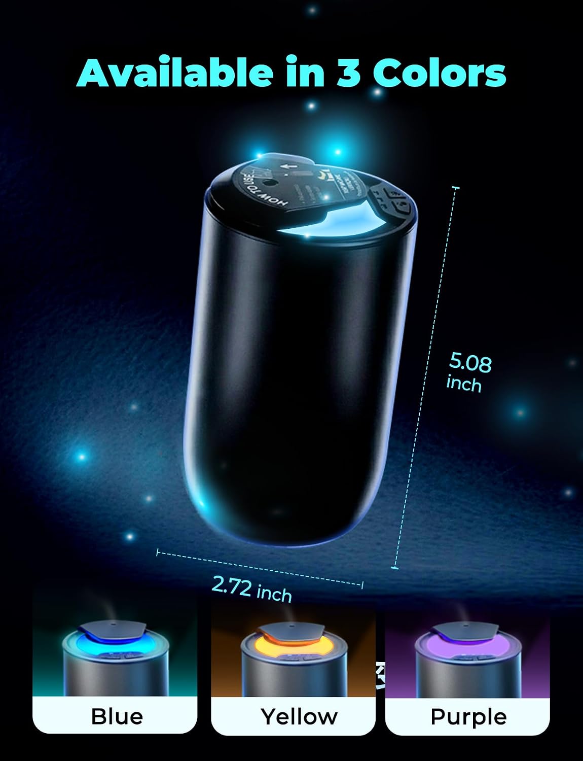 Waterless Car Essential Oil Diffuser, Smart Auto On/Off, Rechargeable Car Aroma Diffuser, Compact Scent Diffuser with 20H Battery Life