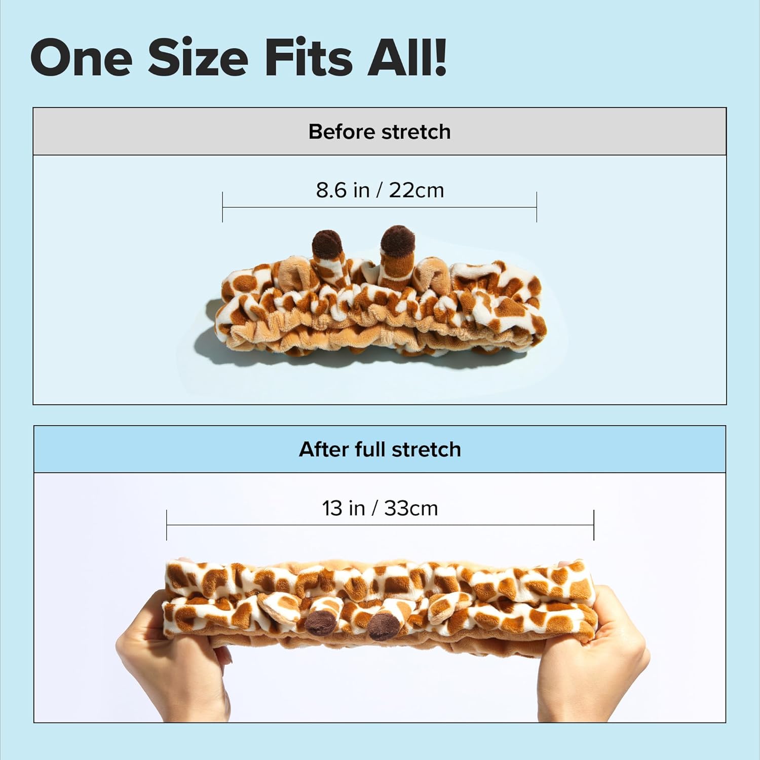 I DEW CARE Face Wash Headband - Giraffe Headband | Adorable Design, Perfect for Cleansing, Bath, Makeup and Spa, 100% Microfiber, Reusable, 1 Count