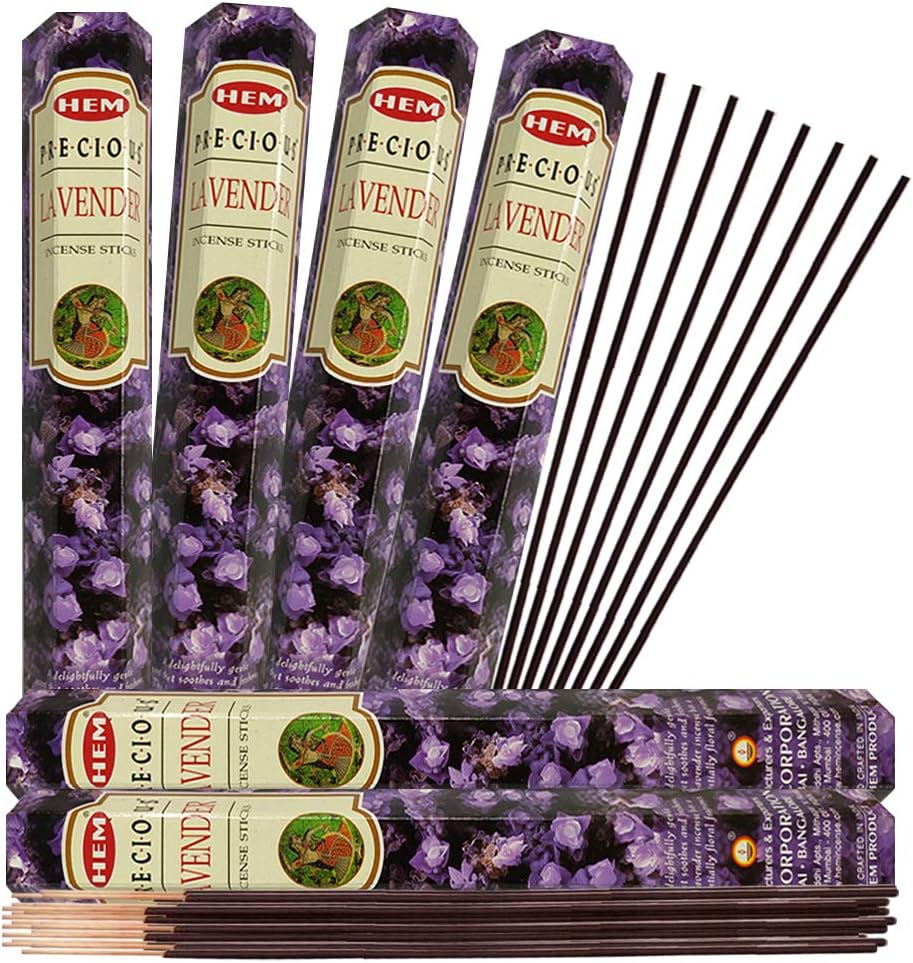 TRUMIRI Incense Stick Holder Bundle with Hem Precious Lavender 20g Incense Sticks - Pack of 6 (Approx 120 Sticks)