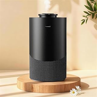 Waterless Essential Oil Diffuser for Home (Aluminum Alloy & Fabric) - Cordless Car Scent Diffuser with 3 Timer & 3 Mist Levels - 2000mAh Battery Operated Scent Air Machine for Room Office Hotel, Black