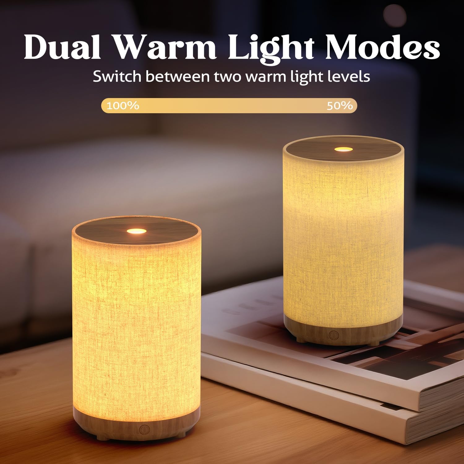Essential Oil Diffuser with Fabric Cover, Small Portable Aroma Diffuser for Home 120ml, Ultrasonic Aromatherapy Oil Diffuser with 7 Colors LED, Auto Shut-Off Function, Mini Humidifier for Bedroom