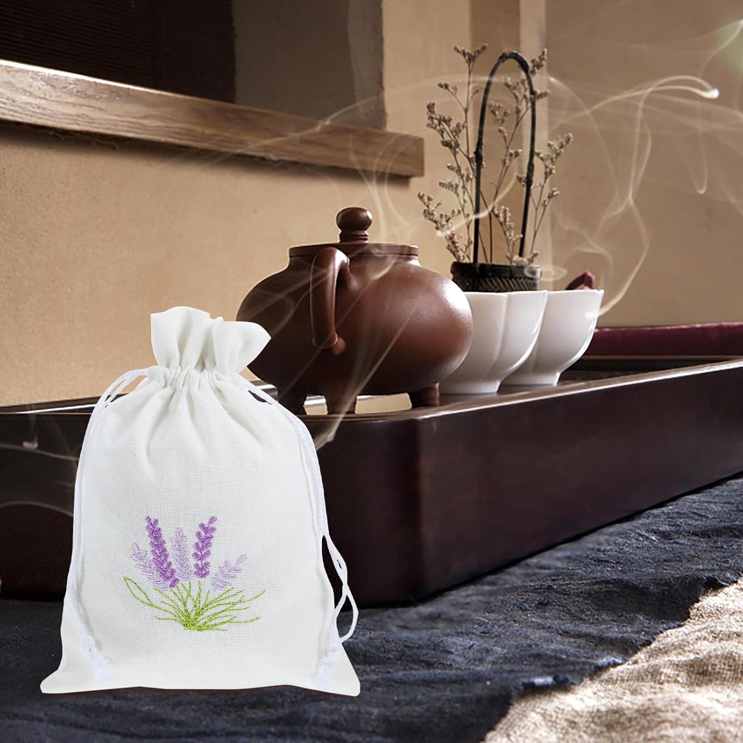 HOLIDYOYO Refillable Sachet Bags 10 Pack Cotton Drawstring Pouches 5.51X3.93 Inch Portable Empty Sachet Bags for Lavender Aromatherapy Jewelry Storage and Home Fragrance