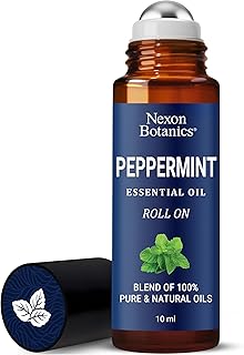 Peppermint Essential Oil Roll-On 10 ml - Pure, Natural & Prediluted Blend with Fresh Minty Aroma - Roller for Aromatherapy & Headache Relief - Nexon Botanics
