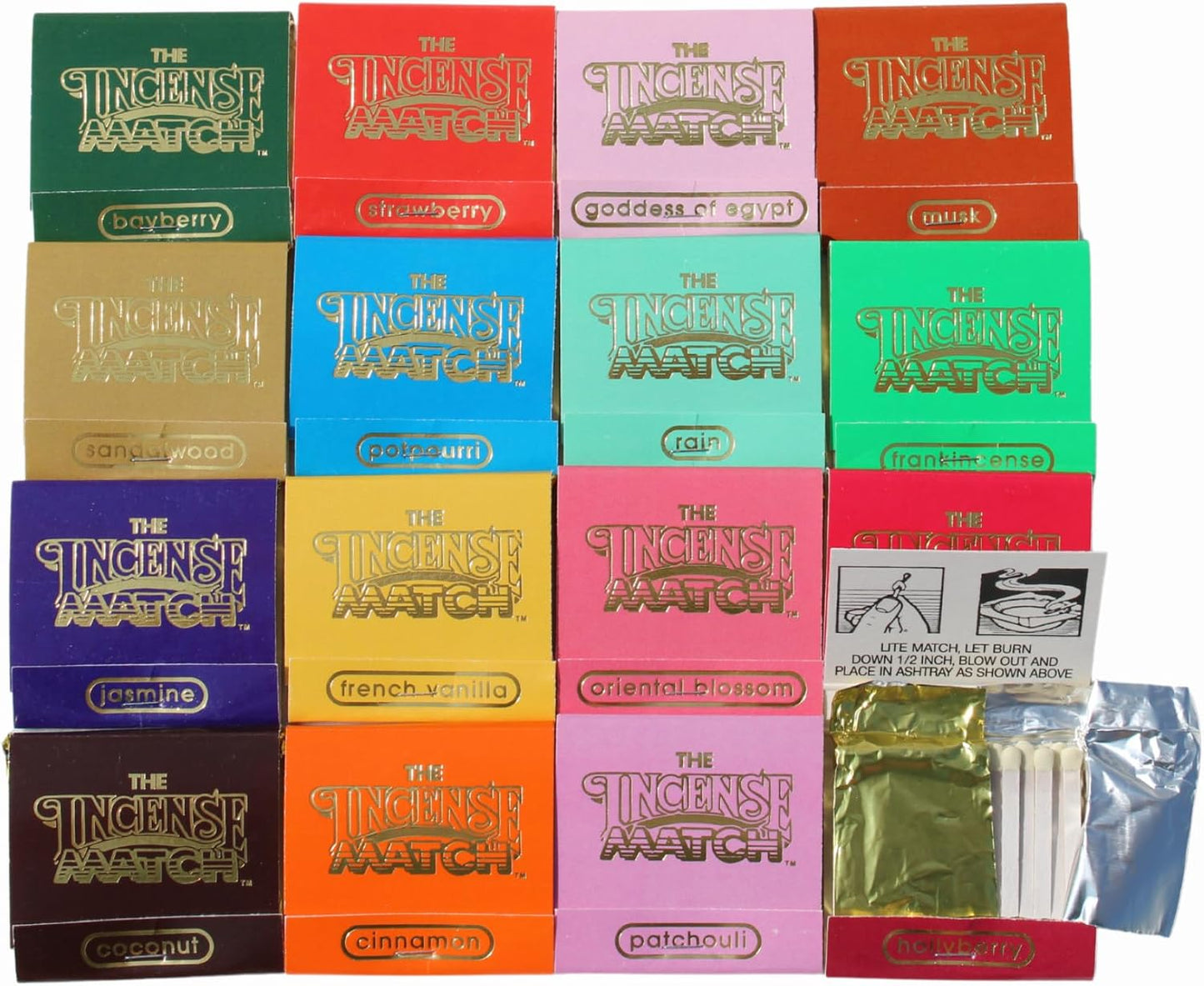 16 Pack of Incense Matches - Portable, Eco-Friendly Scented Matches for Instant Fragrance & Odor Elimination | Travel-Friendly Air Freshener | 30 matchsticks per Matchbook, 480 matchsticks per Order