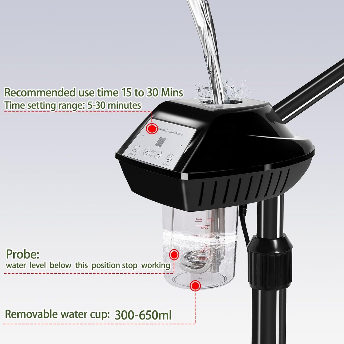 Face Steamer Professional,Steamer for Facial on Wheels,Ozone Face Steamer for Deep Facial Cleansing