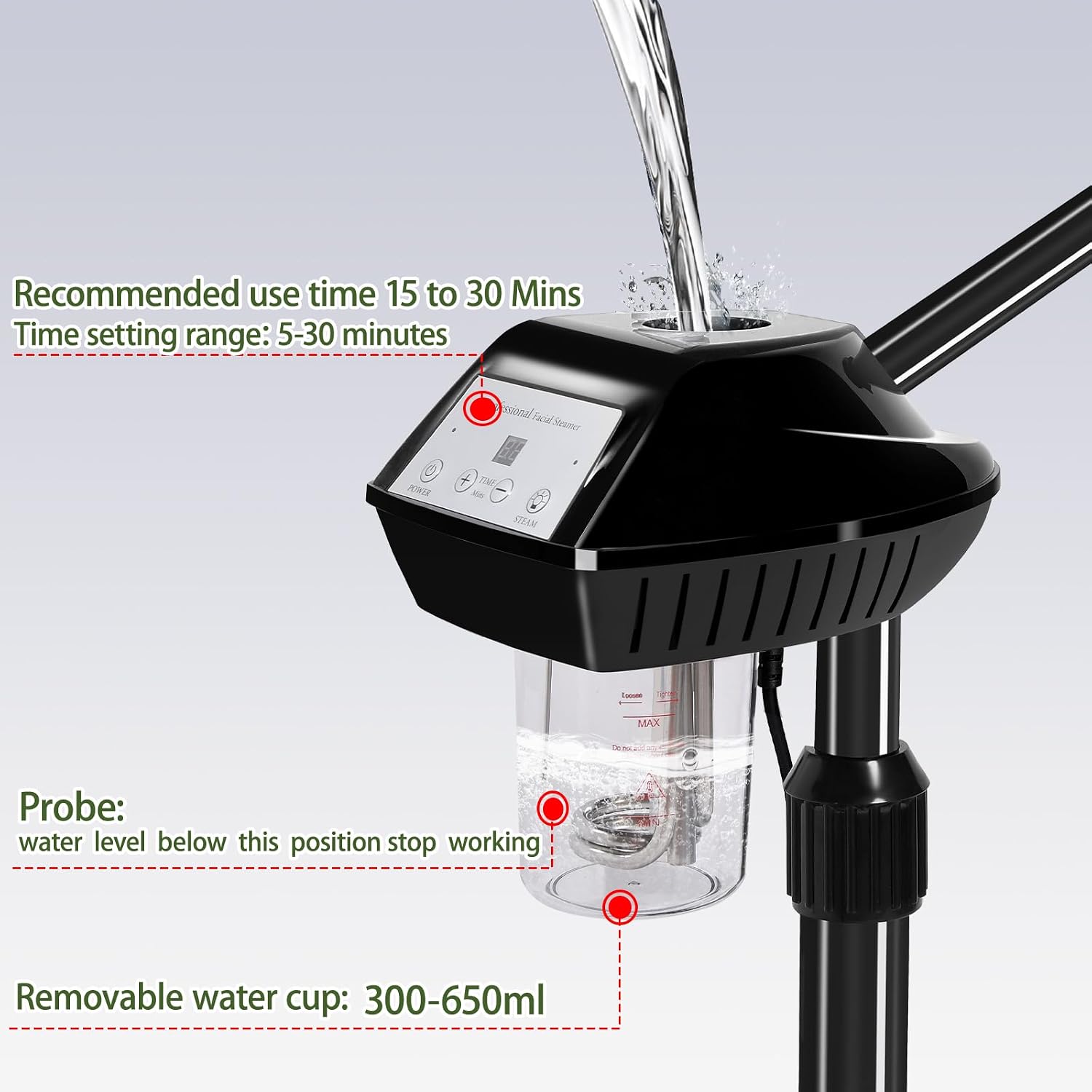 Face Steamer Professional,Steamer for Facial on Wheels,Ozone Face Steamer for Deep Facial Cleansing