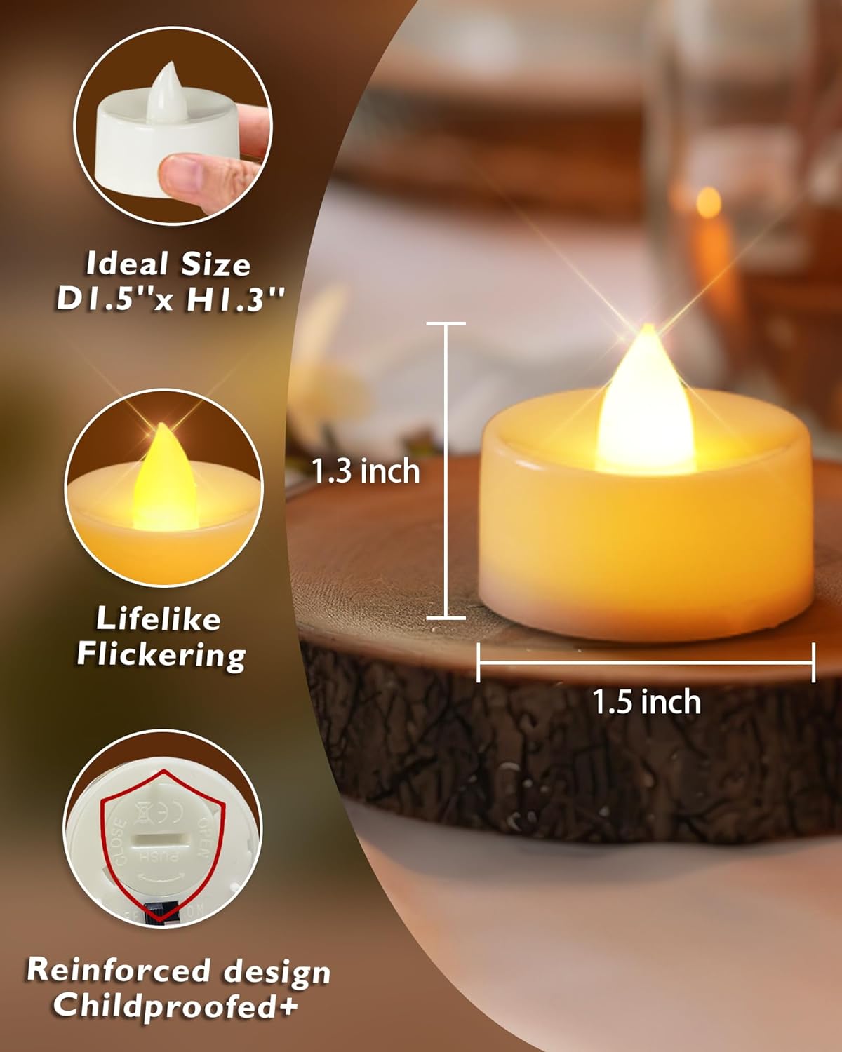 Homemory 100-Pack Flameless LED Tea Lights Candles Battery Operated, 200+Hour Fake Electric Candles TeaLights for Votive, Halloween, Ofrenda, Diya, Wedding Centerpiece Table Decor, Funeral, Christmas