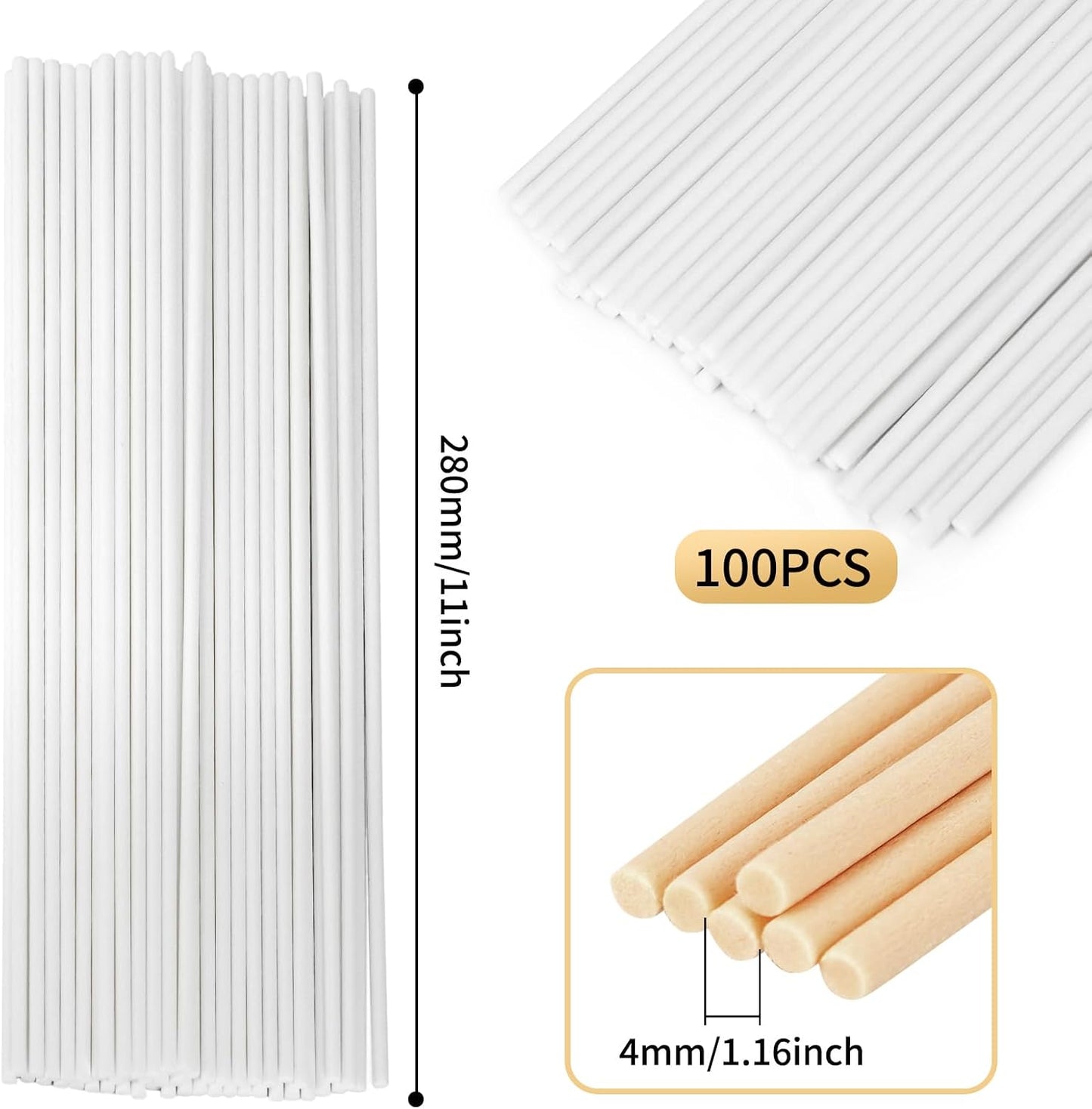 11 inch Diffuser Sticks 100 Pack, Diffuser Reeds Sticks Refill for Home and Bathroom, Diffuser Reeds Sticks for Scented Diffuser White
