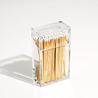 GLINT Design Luxe Acrylic Case Holder for 4" Safety Matches (White / Natural)