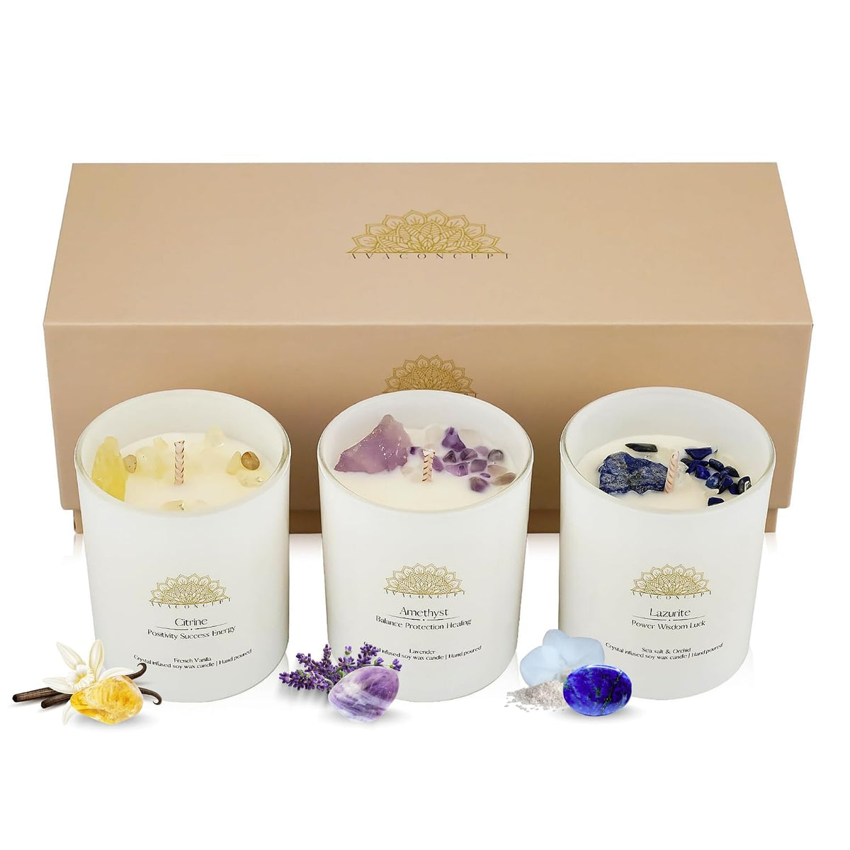 AvaConcept Healing Crystal Candle Gift Set