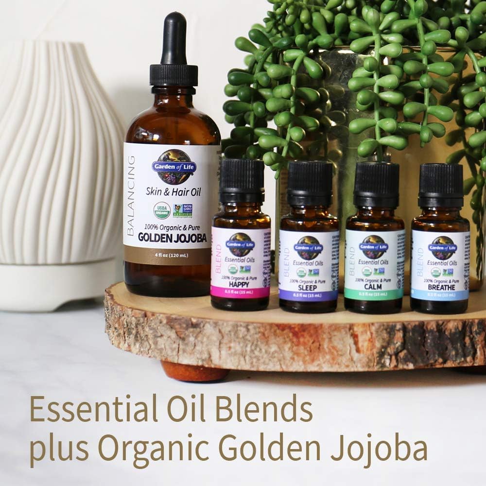 Garden of Life Jojoba Oil 100% Organic & Pure Golden Jojoba Oil for Hair, Skin and Face - Cold Pressed Body Oil, Massage, or Use as a Carrier Oil for Making Lip Balms & Body Butters, 4 fl