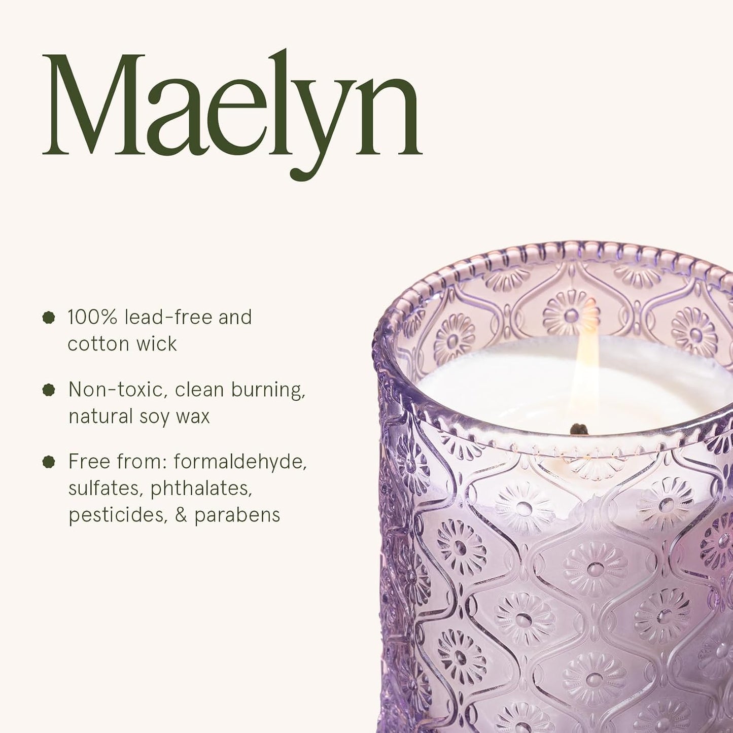 LA JOLIE MUSE Lavender Lilac Fresh Scented Candles for Home, Soy Wax 40 Hrs | Luxury Jar Candle, Clean Non Toxic, Gift for Women & Men, Relaxing Aromatherapy, Stress Relief, Decorative Purple Candles