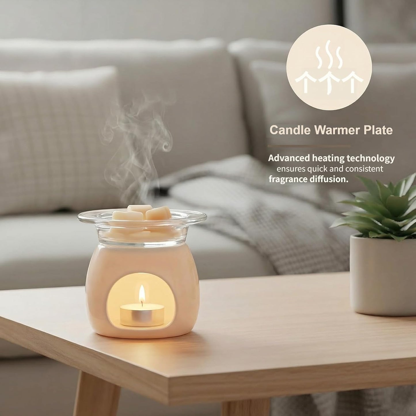 Candle Warmer Plate, 2pcs Replacement Wax Warmer for Scented Glass Aromatherapy Tray Wax Heating Plate for Oil Lamp Melt Warmes Burners, 4.52 inches