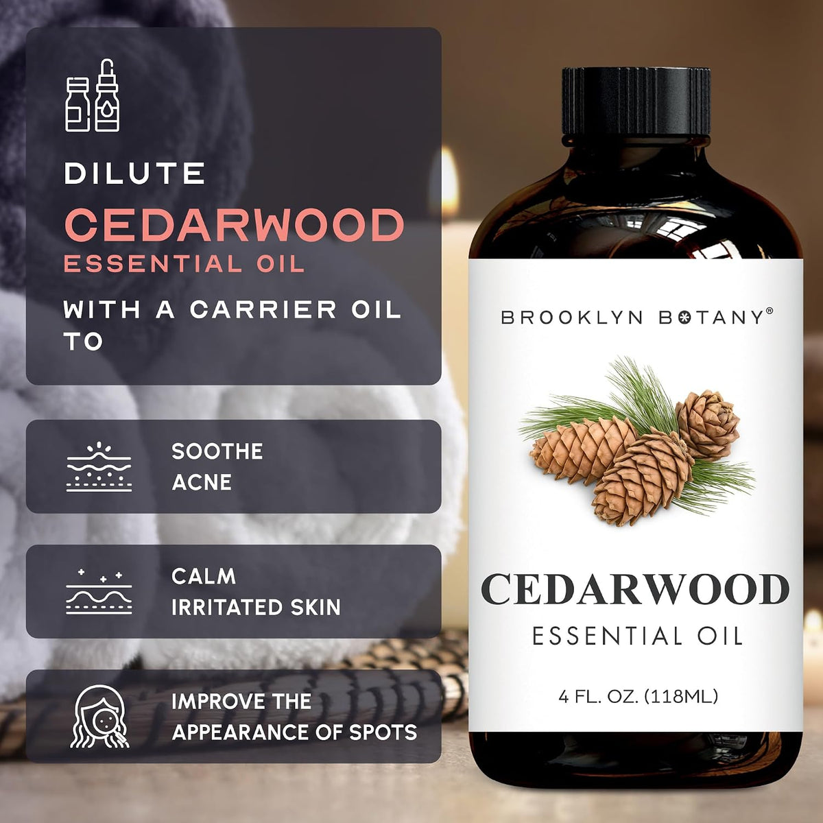 Brooklyn Botany Cedarwood Essential Oil - Huge 4 Fl Oz