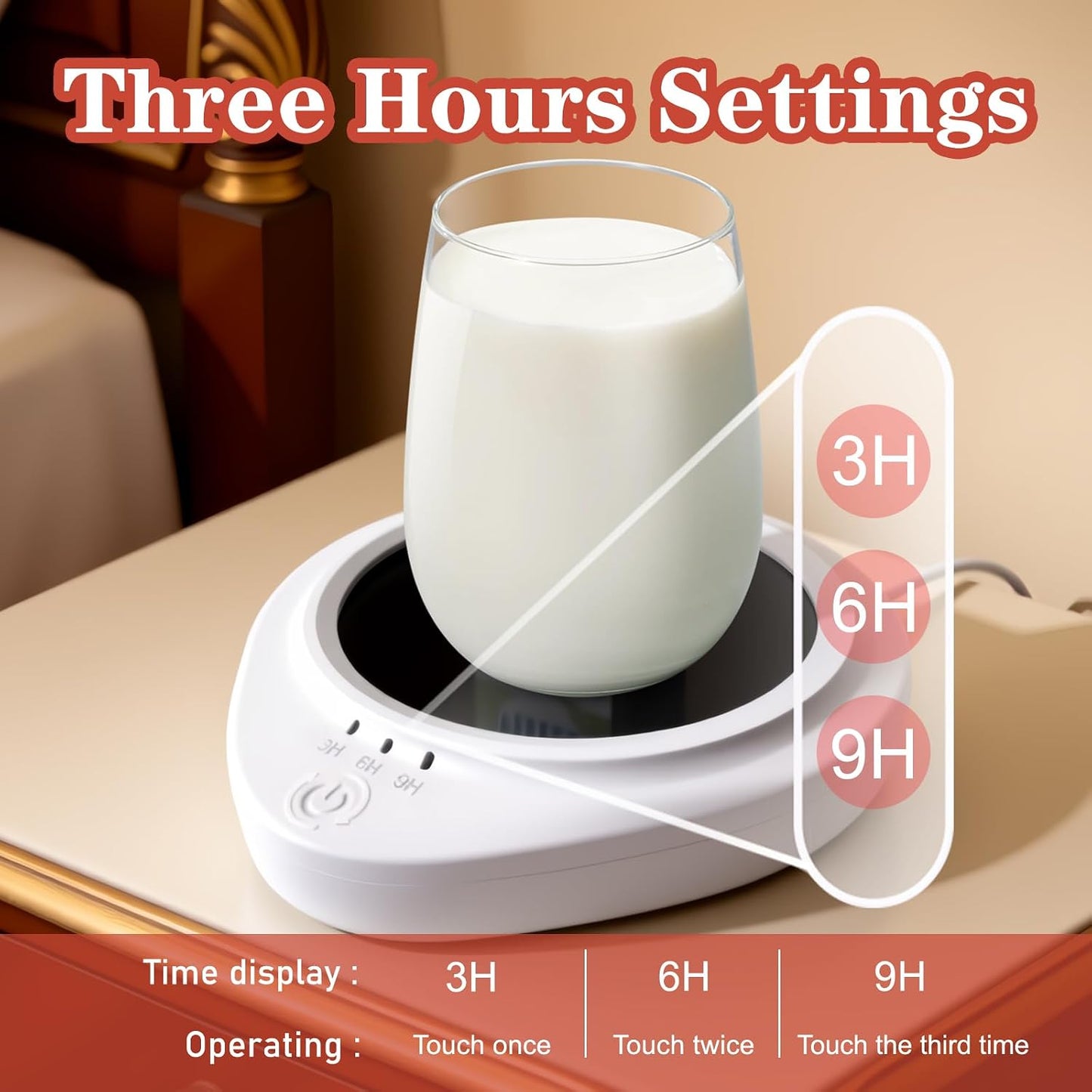 Candle Warmer with Timer,Coffee Cup Warmer with Timer,Fastest Heating & Highest Temperature，Three time Gears (3H, 6H, 9H),Coffee Cup Warmer for Desk,Candle Warmer,Gifts for Festival Birthday
